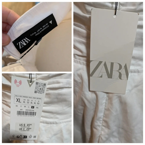 NWT White ZARA short spaghetti strap, v-neck dress. Size XL - Picture 3 of 4